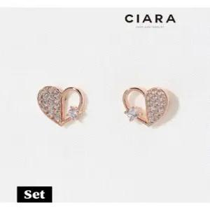 [씨아라][귀걸이 목걸이SET] CIARA 14K Chieri 하프샤이닝 러블리 하트