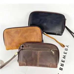 남성 슬림쉐입 소형 3컬러 데일리 가죽 클러치백