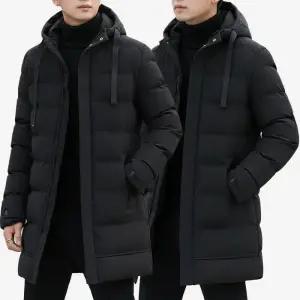 [아이에스이랩]남자 롱패딩 점퍼 코트 블랙 겨울 아우터 I4JK109