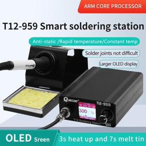 T12-959 V5.1 납땜 스테이션 전자 인두 OLED 더 큰 디지털 디스플레이 및 5핀 907 핸들 철 팁