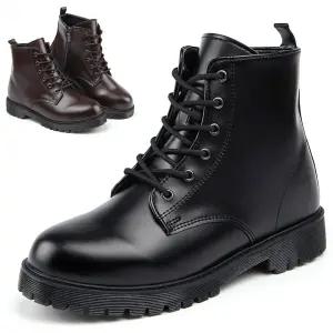 [신사야]키높이 지퍼 레이스업 레더 워커부츠 MSSY010
