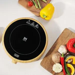 [홈쇼핑정품] 키친플라워 IH 1구 우드 원형 인덕션 KF-1021D+ 후라이팬/ 2000W 전기스토브 전기레인지