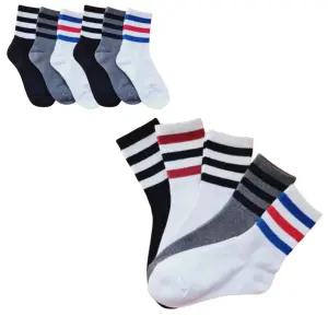 여자 학생 패션 양말 6켤레 삼선 줄무늬 흰색 검정 회색 여성용 양말
