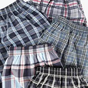 [국산] 체크 파자마 잠옷 바지 사계절 홈웨어 남성 9부