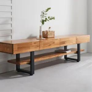 무무 서랍 선반 거실수납장 원목거실장 2100 TV장식장