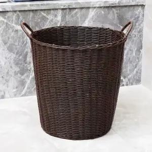 라탄 빨래바구니 브라운 빨래통 세탁 통풍 원형 햄퍼 중형 대형 E586-O