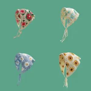 삼각 니트 두건 머리 스카프 플라운 헤어밴드 머리띠