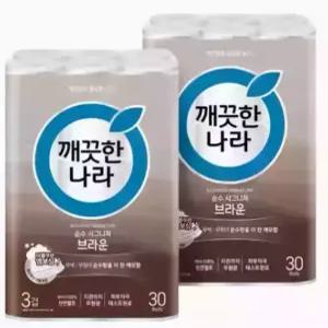 깨끗한나라 순수시그니처 화장지 브라운 30m 30롤 2팩