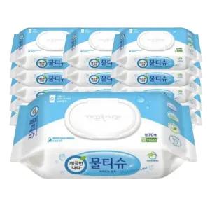 촉촉한물티슈 깨끗한나라 페퍼민트 블루 캡형 70매 20팩