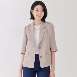 [지센] [피어로즈] 프리미엄린넨 7부 싱글버튼 자켓 LFJKP391_PK