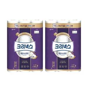 크리넥스 3겹 데코 앤 소프트 와이드 33m,24롤,2팩