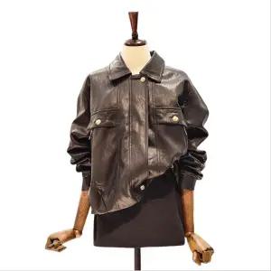 [롯데백화점]나인스텝 소매 셔링 가죽 자켓 N26NJ6101