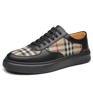 남성 레이스 - 체크무늬 패널 슈즈 & 캔버스 캐주얼 스니커즈 톱 로우 가죽 스트리트용 데일리