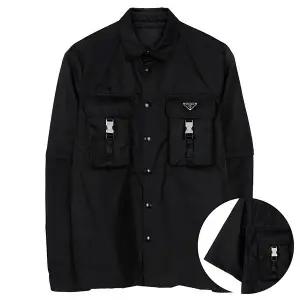 프라다 26SS 블랙 리나일론 포켓 오버 셔츠 SC548 1WQ8 F0002