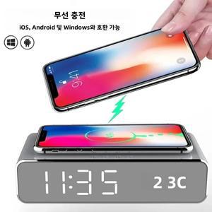 침대 옆 탁상용 무선 충전기, 알람 시계, 온도 표시, 아이폰, , 샤오미용 15W 고속 휴대폰