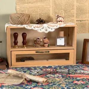 빈티지 인테리어 오브제 선반 데스크 원목 소형 수납장 우드 미니 장식장