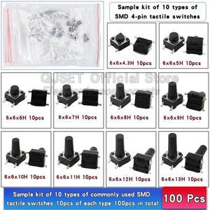 70/100pcs 6*6 스위치 촉각 푸시 버튼 키트 높이: 4.3 5-13MM DIP 4pin SMD 마이크로 Arduino 용