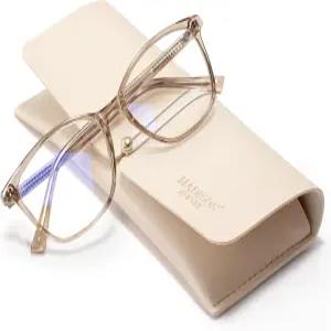 매디슨 애비뉴 블루라이트 차단 안경 (여성용) - 눈의 피로 자외선 눈부심 방지 TV/폰/컴퓨터/게임용 (커피