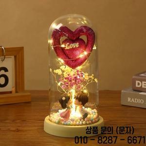 병속의 장미 LED 영원한 꽃 인공 사랑의 마음 어둠 속에서 빛나는 생일 크리스마스 발렌타인 데이 선물