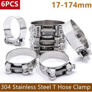 304 스테인리스 스틸 호스 클램프 T 볼트 배기 파이프 클립 헤비 듀티 인터쿨러 조정 가능한 튜브 17 174mm