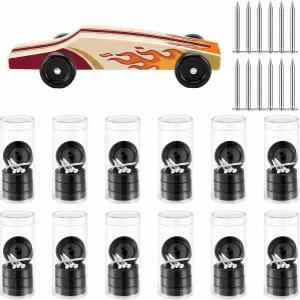 팀틴 24 세트 더비 자동차 휠 및 액슬 키트 광택 보관함이 있는 멀티 레이스 프로젝트를 위해 파인우드