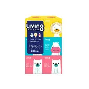 총2개리빙 미니 미용티슈 230매 6입