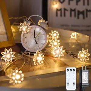 59피트 높이의 100피트 LED 플라워 요정 조명 리모컨 부드러운 꽃이 있는 연결 가능한 반짝이 침실 웨딩