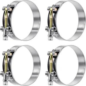 Tnisesm 4Pcs 1 T-볼트 호스 클램프 304 스테인리스 스틸 헤비 듀티 모음 세트 작업 범위 32-37mm 1인치 ID