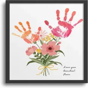 이틀 꽃다발 핸드프린트 아트 공예 DIY 키트 어머니의 날 생일 크리스마스를 맞아 딸이나 아들의 엄마를