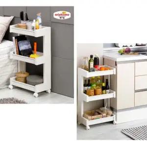로라 무빙선반 3단 화이트 카트형 주방 침실 수납선반 이동식수납카트 3단선반 세탁실정리