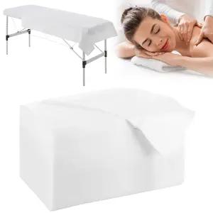 MUXHEL 100개 일회용 마사지 테이블 커버 31.5 x 71 부직포 통기성 논스틱 침대 및 스파용