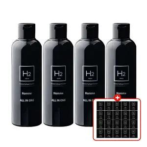 [지니트레저]H2 옴므 남자 올인원 화장품 200ml 4개 + 휴대용파우치 20개 남성스킨로션 에센스
