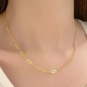 [골드모아]여자 순금 목걸이 11.25g 클립 민줄 체인 [클래식 믹스]