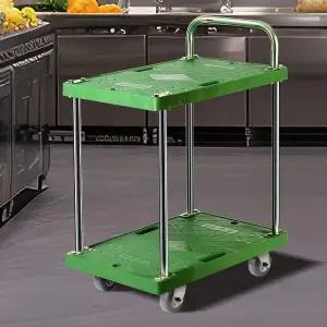 플라스틱스텐녹색 2단 소 이동식카트 식당서빙카 웨곤 드레싱카