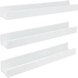 키에라 그레이스 엔지니어링 목재 플로팅 선반 - 23인치 흰색 3Pc 가정 방과 사무실용 벽걸이 액자