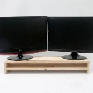 우드밀리 삼나무 원목 800 와이드 2단 모니터 받침대
