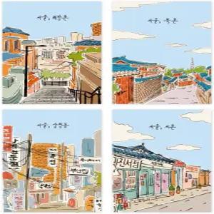 모노라이크 스티치 미니 라인 노트 서울-골목 도로 4p 세트