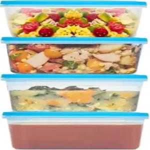 딥 디쉬 식품 저장 용기 가족 크기의 대형 밀폐형 투명 세트 12.6컵 4개 점심 식사 준비 및 남은