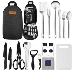 캠핑 요리 도구 세트 - 필수품 액세서리 장비에는 텐트 캠프 주방 RV 가젯 야외 스토브 휴대용 피크닉 선물 여성 바비큐 용품이 필요합니다