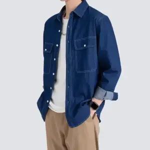 샤오원샵 남자 데님 춘추 빈티지 캐주얼 키작남 멀티 포켓 셔츠 긴팔 꾹3