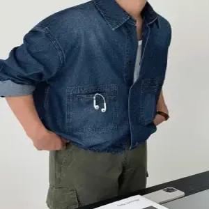 샤오원샵 청 가을 캐주얼 오피스룩 빈티지 남성용 키작남 셔츠 워싱 긴팔 꾹3