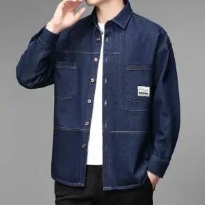 샤오원샵 남자 데님 캐주얼 키작남 셔츠 춘추 긴팔 트렌드 외 꾹3