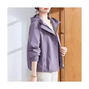 집업 야구 항공 점퍼 여성 잠바 가을 캐주얼 트렌치코트 단정한 솔리드 슬림핏 후드 옷 admr3