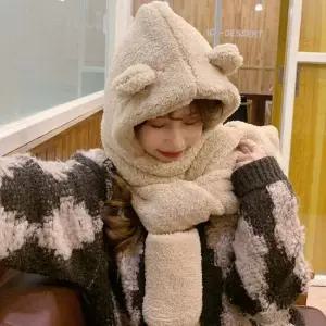 모자 멀티 뽀글이 3컬러 머플러 곰돌이 머플러 여성머플러