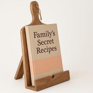 결혼 선물: 주방 카운터용 견고한 나무 요리책 스탠드 홀더, 도마 스타일 접이식, 태블릿 및 홀더(브라운) 요리 선물