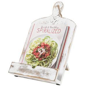 마이 기프트 레시피 북 홀더, 화이트 워싱 우드 도마 스타일 요리책 나무 책 스탠드 전시용