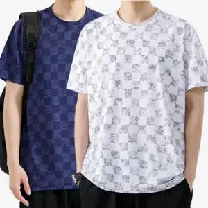 [아이에스이랩]남자 여름 아이스 쿨 스판 체크 반팔 티셔츠 I2TS035