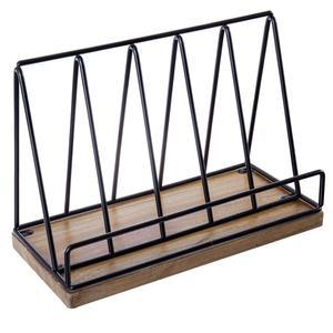 마이기프트 13인치 프리미엄 아카시아 솔리드 우드와 매트 블랙 메탈 와이어 주방 조리대 스탠드, 소박한 나무 요리 레시피 북 디스플레이 태블릿 홀더