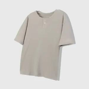 [옷자락]남자 헨리넥 여름반팔 원버튼 파스텔 베이직 티서츠