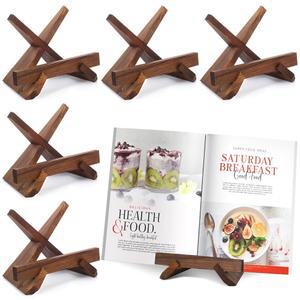 콜링밀 6개 나무 요리책 스탠드 레시피 책 주방 카운터용 러스틱 브라운 홀더 선반 그림 프레임 가정용 카운터 테이블탑 장식 디스플레이용